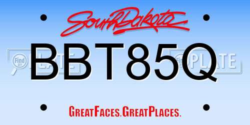 BBT85Q South Dakota License Plate