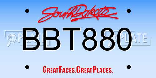BBT880 South Dakota License Plate
