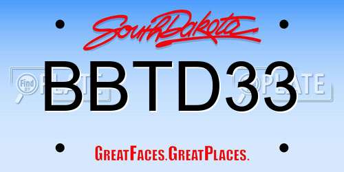 BBTD33 South Dakota License Plate