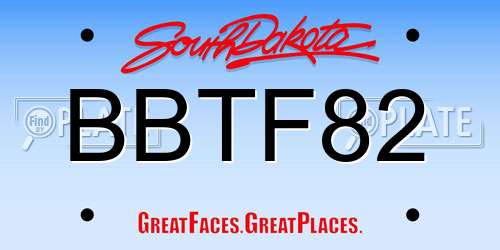 BBTF82 South Dakota License Plate