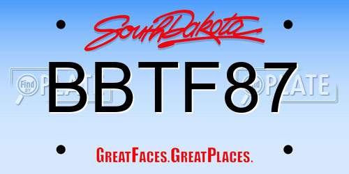 BBTF87 South Dakota License Plate