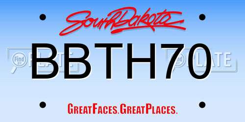 BBTH70 South Dakota License Plate