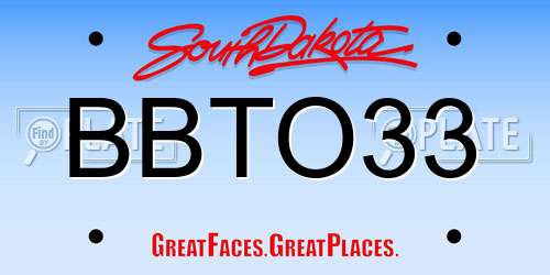 BBTO33 South Dakota License Plate