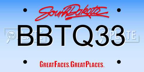 BBTQ33 South Dakota License Plate