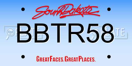 BBTR58 South Dakota License Plate