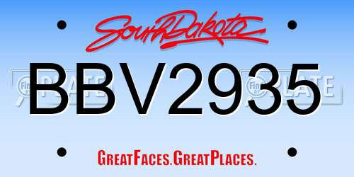 BBV2935 South Dakota License Plate