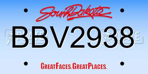 BBV2938 South Dakota License Plate