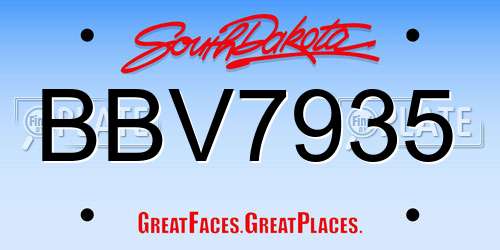 BBV7935 South Dakota License Plate