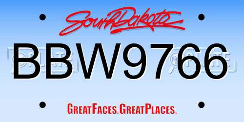BBW9766 South Dakota License Plate