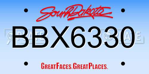 BBX6330 South Dakota License Plate