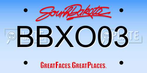 BBXO03 South Dakota License Plate
