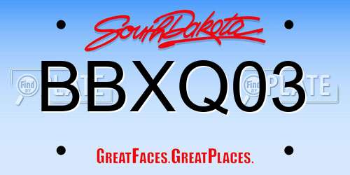 BBXQ03 South Dakota License Plate