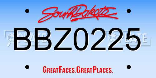 BBZ0225 South Dakota License Plate