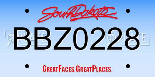 BBZ0228 South Dakota License Plate
