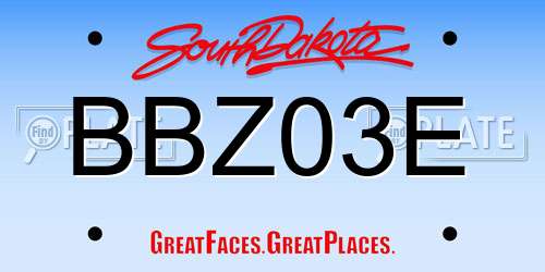 BBZ03E South Dakota License Plate