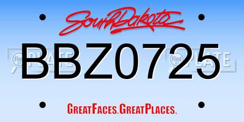 BBZ0725 South Dakota License Plate
