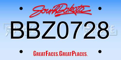 BBZ0728 South Dakota License Plate