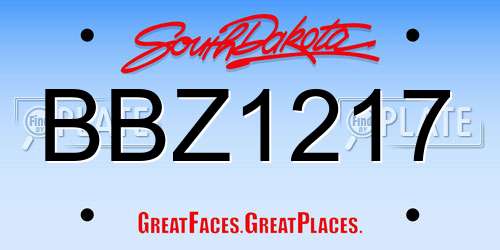 BBZ1217 South Dakota License Plate