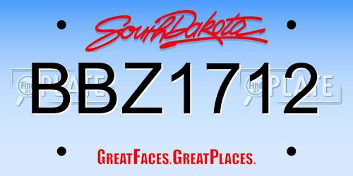 BBZ1712 South Dakota License Plate