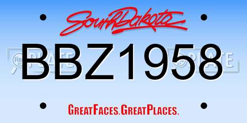BBZ1958 South Dakota License Plate