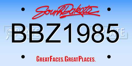 BBZ1985 South Dakota License Plate