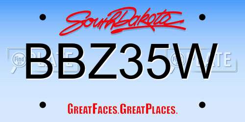 BBZ35W South Dakota License Plate