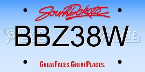 BBZ38W South Dakota License Plate