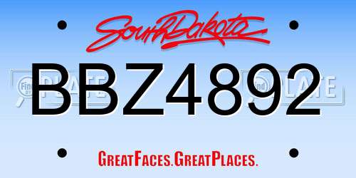 BBZ4892 South Dakota License Plate