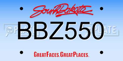 BBZ550 South Dakota License Plate