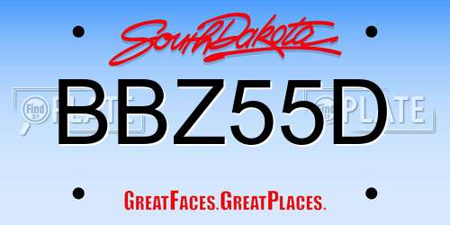 BBZ55D South Dakota License Plate