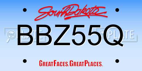 BBZ55Q South Dakota License Plate