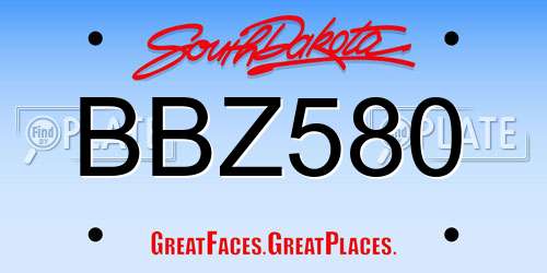 BBZ580 South Dakota License Plate