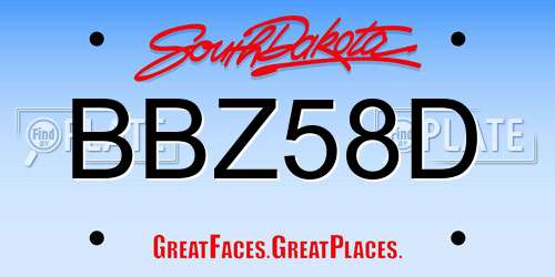BBZ58D South Dakota License Plate