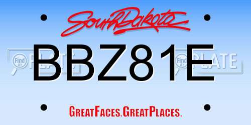 BBZ81E South Dakota License Plate