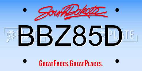 BBZ85D South Dakota License Plate