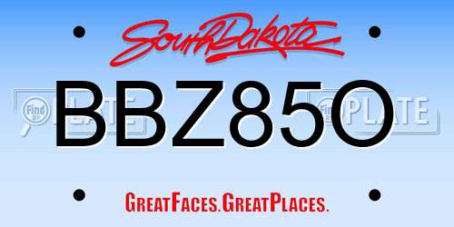BBZ85O South Dakota License Plate