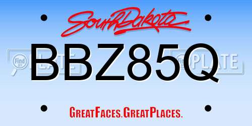 BBZ85Q South Dakota License Plate
