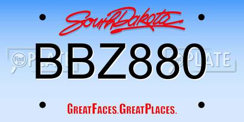 BBZ880 South Dakota License Plate