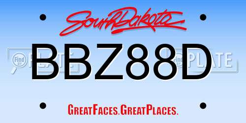 BBZ88D South Dakota License Plate