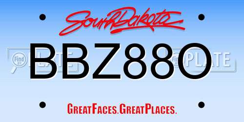 BBZ88O South Dakota License Plate