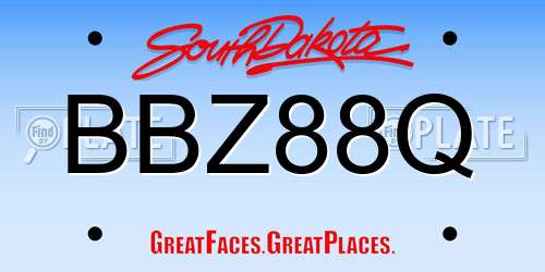 BBZ88Q South Dakota License Plate