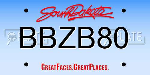 BBZB80 South Dakota License Plate