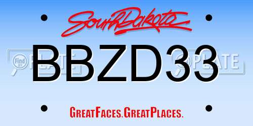 BBZD33 South Dakota License Plate