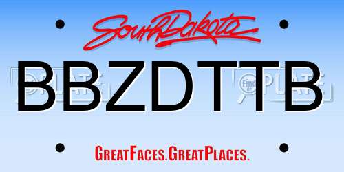 BBZDTTB South Dakota License Plate