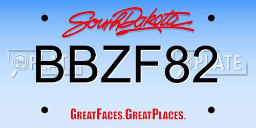 BBZF82 South Dakota License Plate