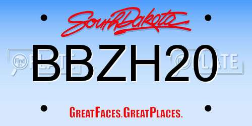 BBZH20 South Dakota License Plate