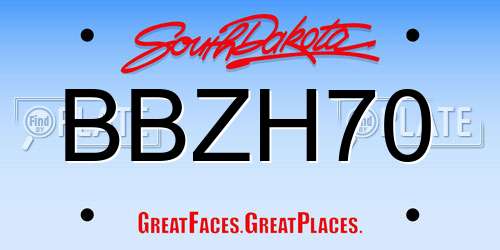 BBZH70 South Dakota License Plate