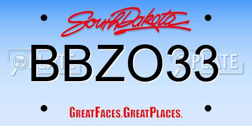 BBZO33 South Dakota License Plate