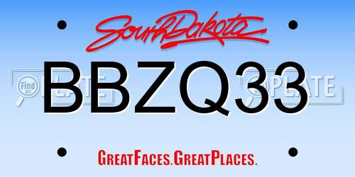 BBZQ33 South Dakota License Plate