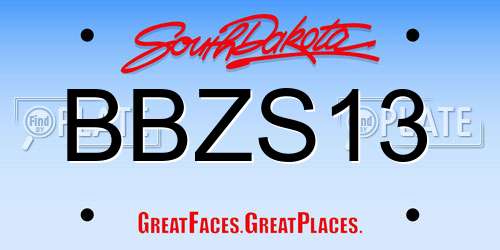 BBZS13 South Dakota License Plate